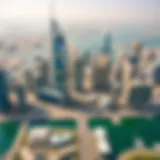 Aerial view showcasing the skyline of Business Bay