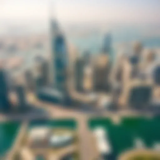 Aerial view showcasing the skyline of Business Bay