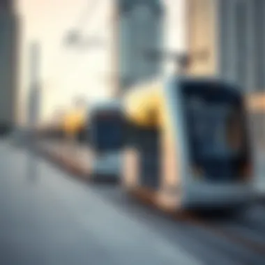 Sleek Modern Tram System in Dubai Modern tram system in Dubai showcasing sleek design