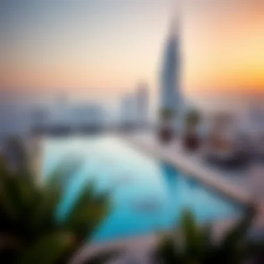 Rooftop Oasis with Dubai Skyline Views Stunning rooftop pool with panoramic views of Dubai skyline at Viridis Residence