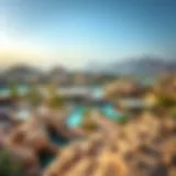 A panoramic view of Wadi Hub showcasing its natural landscapes