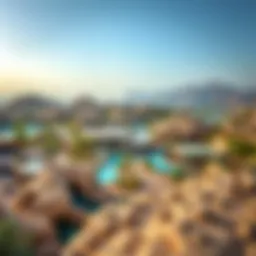 A panoramic view of Wadi Hub showcasing its natural landscapes